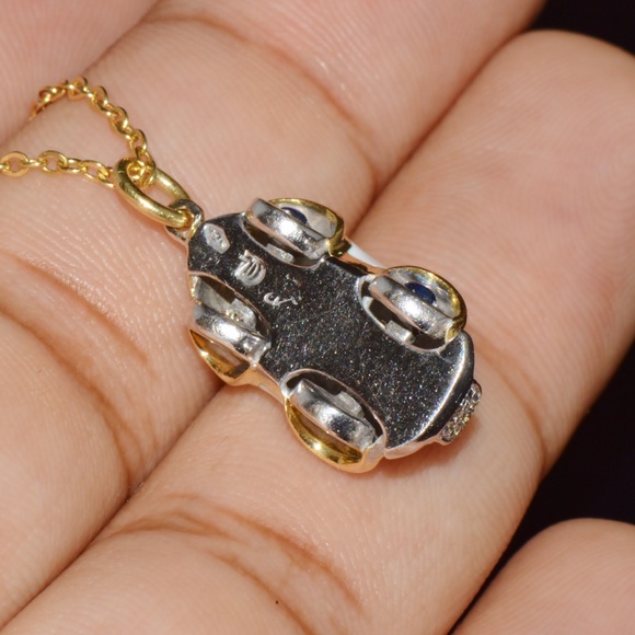 AARON BASHA NATURAL DIAMOND SAPPHIRE & ENAMEL SOLID 18K GOLD LUXURY CAR CHARM - Picture 8 of 11